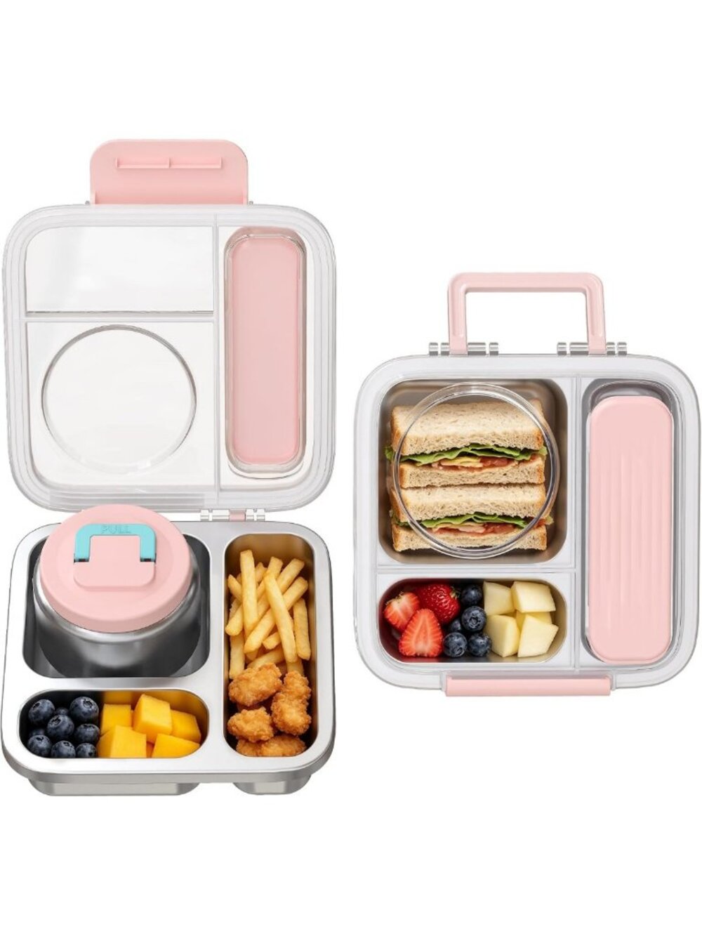 Insulated Stainless Steel Bento Box Set for Kids & Adults - 8oz Food Jar